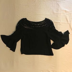 H&M Top with crocheted neck/bell sleeves